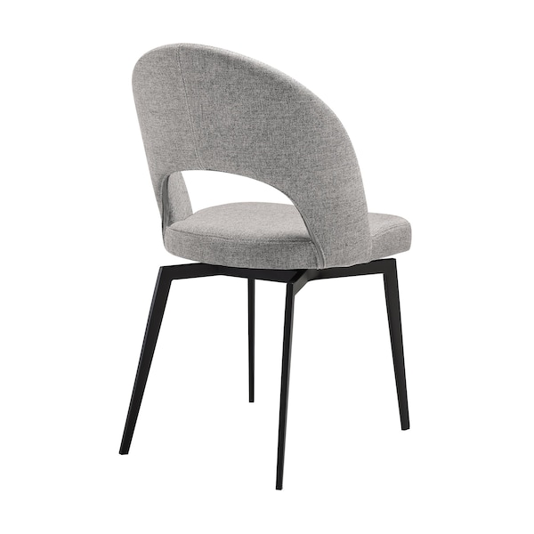 Armen Living Lucia Swivel Upholstered Dining Chair in Gray Fabric with Black Metal Legs - Set of 2 - LCLUSIGRYBLK