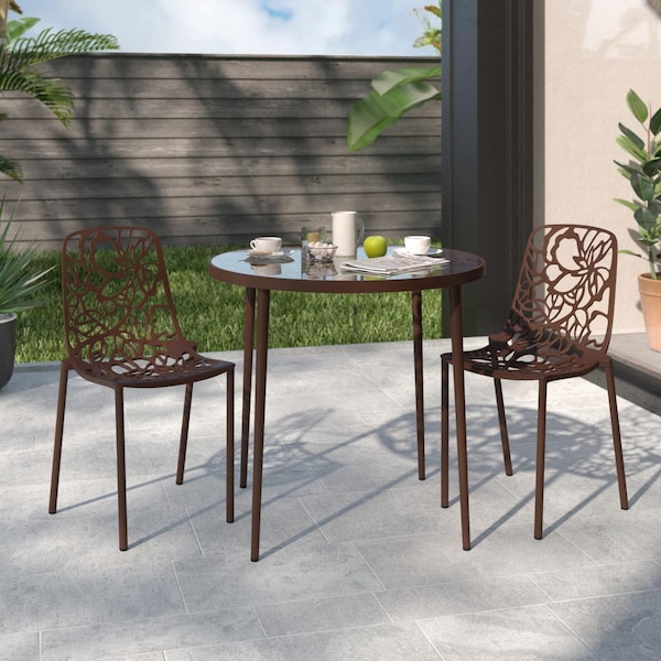 Kd Americana 32 x 24.5 x 21.5 in. Modern Devon Aluminum Chair, Brown, 2PK - KD3033023