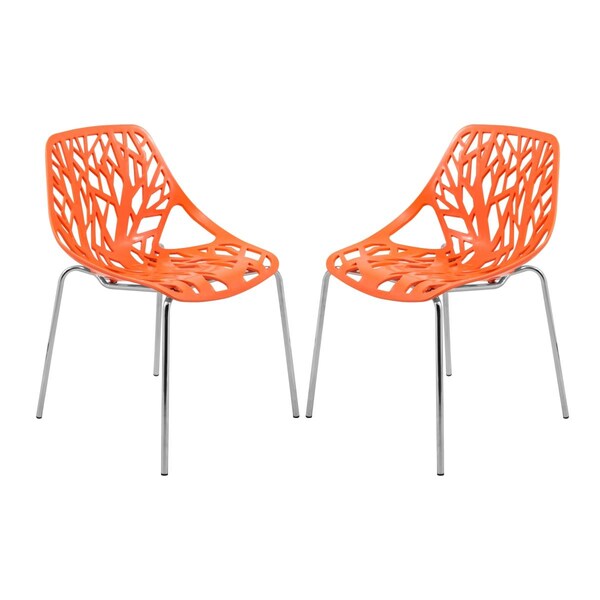 Kd Americana Modern Asbury Dining Chair with Chromed Legs - Orange, 2PK - KD3033015