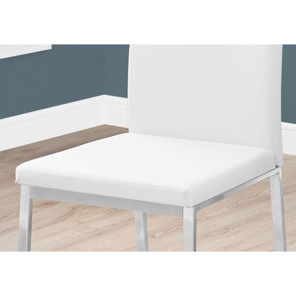 Homeroots 39.5 in. White Leather Look; Foam & Chrome Metal Dining Chairs - Pack of 2 - 332610