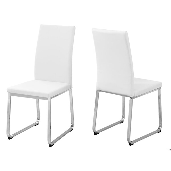 Homeroots 39.5 in. White Leather Look; Foam & Chrome Metal Dining Chairs - Pack of 2 - 332610