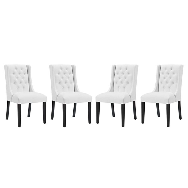 Modway Furniture Baronet Vinyl Dining Chair, White - Set of 4 - EEI-3556-WHI