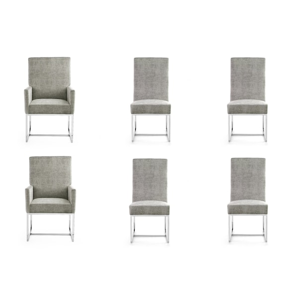 Manhattan Comfort Element 6-Piece Dining Chairs in Steel - 4-DC2930-ST