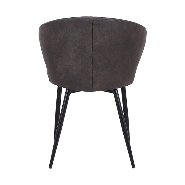 Armen Living Ava Contemporary Dining Chair in Black Powder Coated Finish and Gray Faux Leather - LCAVSIBLGR