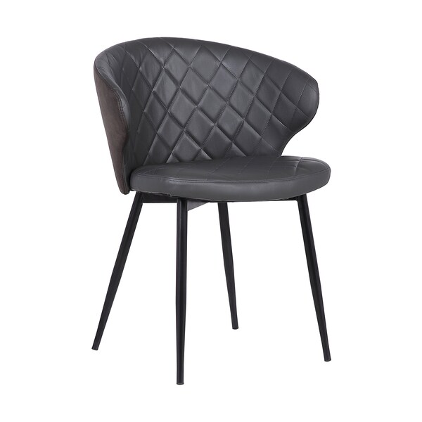 Armen Living Ava Contemporary Dining Chair in Black Powder Coated Finish and Gray Faux Leather - LCAVSIBLGR