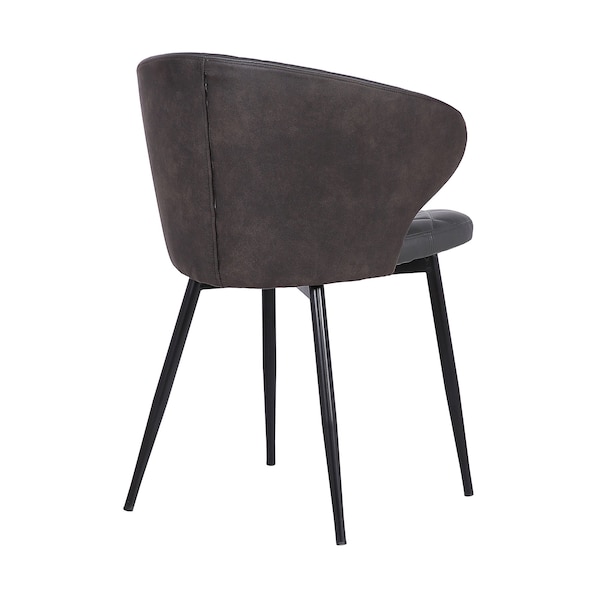 Armen Living Ava Contemporary Dining Chair in Black Powder Coated Finish and Gray Faux Leather - LCAVSIBLGR