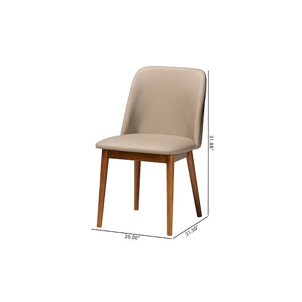 Baxton Studio Mid-Century inWalnutin Light Brown/Beige Faux Leather Dining Chair, PR - 115-6135