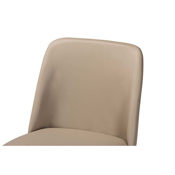 Baxton Studio Mid-Century inWalnutin Light Brown/Beige Faux Leather Dining Chair, PR - 115-6135