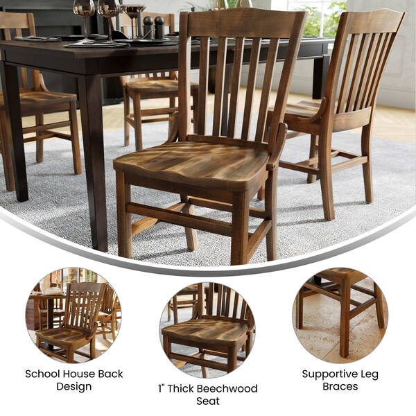 Flash Furniture HERCULES School House Back Antique Copper Wood Restaurant Chair - XU-DG-W0006-ANTCPR-GG