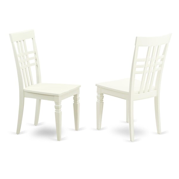 East West Furniture Logan Dining Chair with Wood Seat, Linen White - LGC-LWH-W