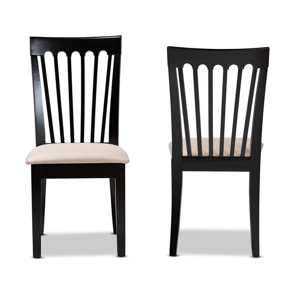Baxton Studio Minette Sand Upholstered Espresso Wood 2-Piece Dining Chair Set - 164-10521
