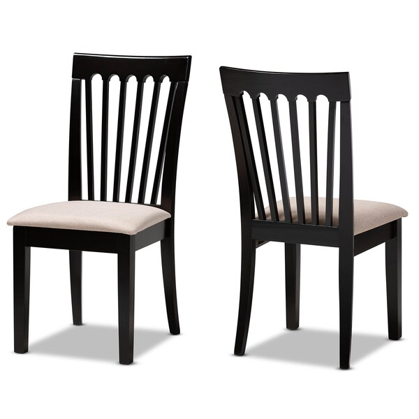 Baxton Studio Minette Sand Upholstered Espresso Wood 2-Piece Dining Chair Set - 164-10521