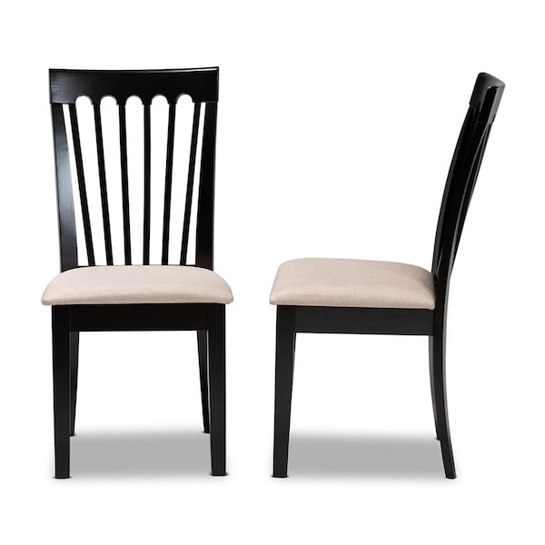 Baxton Studio Minette Sand Upholstered Espresso Wood 2-Piece Dining Chair Set - 164-10521
