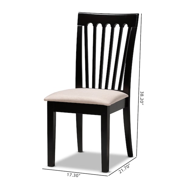 Baxton Studio Minette Sand Upholstered Espresso Wood 2-Piece Dining Chair Set - 164-10521