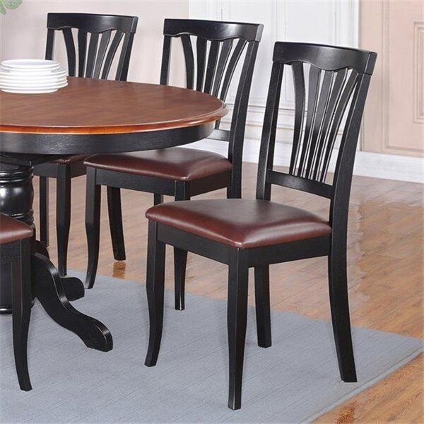 Wooden Imports Furniture Llc Wooden Imports Furniture AVON11-LC-BL&CH Avon Chair With Faux Leather Seat - Black Finish - Pack of 2 - AVC-BLK-LC