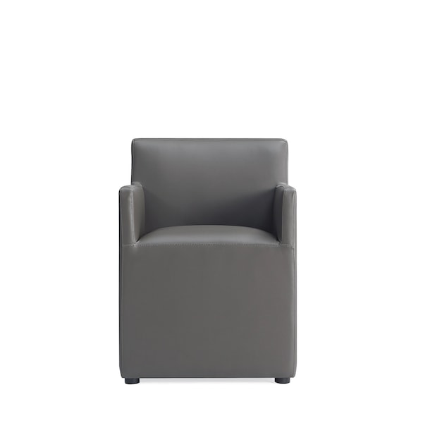 Manhattan Comfort Anna Square Faux Leather Dining Armchair in Pewter - DC058AR-PE