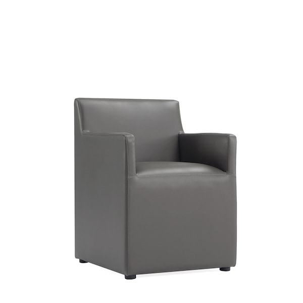 Manhattan Comfort Anna Square Faux Leather Dining Armchair in Pewter - DC058AR-PE