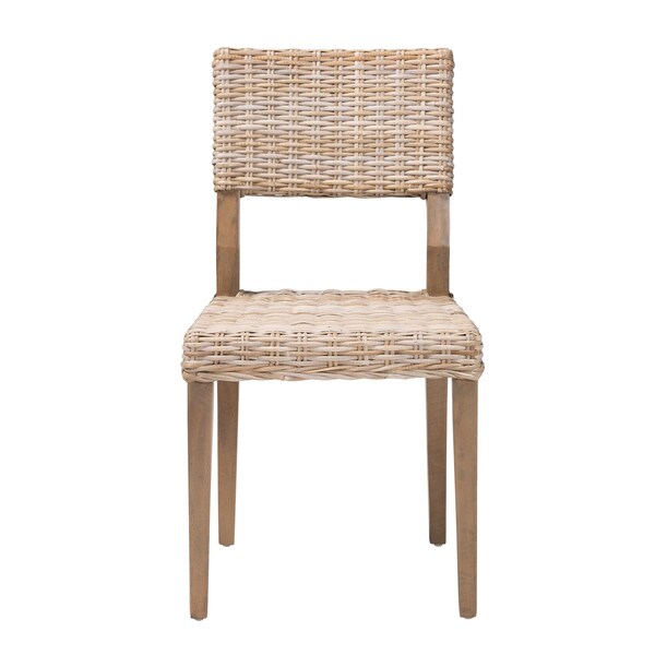 Bali & Pari Barossa Bohemian Grey Kubu Rattan and Mahogany Wood Dining Chair - 245-13711-ZORO