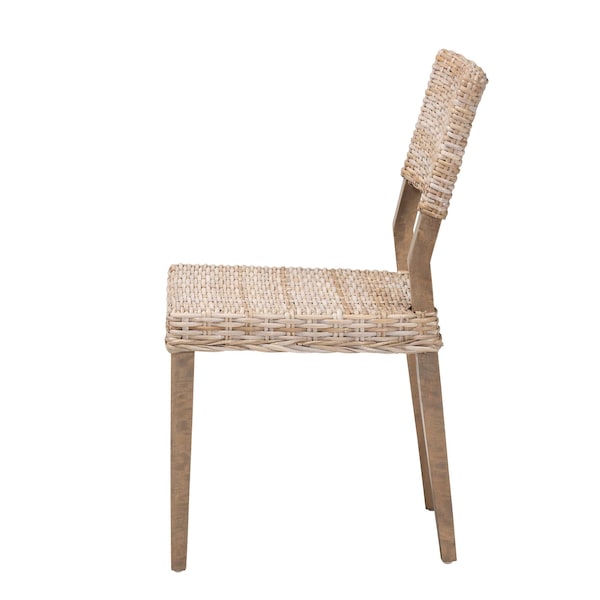 Bali & Pari Barossa Bohemian Grey Kubu Rattan and Mahogany Wood Dining Chair - 245-13711-ZORO