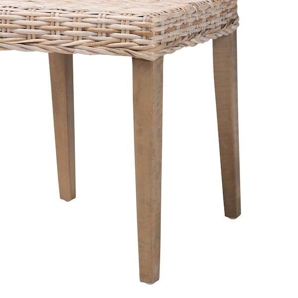 Bali & Pari Barossa Bohemian Grey Kubu Rattan and Mahogany Wood Dining Chair - 245-13711-ZORO