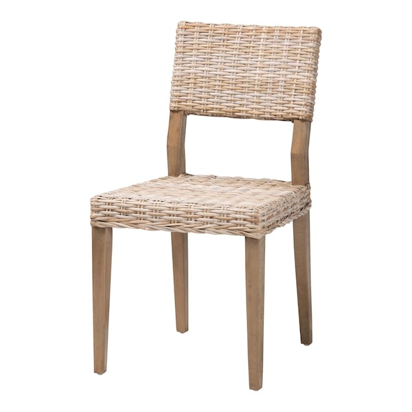Bali & Pari Barossa Bohemian Grey Kubu Rattan and Mahogany Wood Dining Chair - 245-13711-ZORO