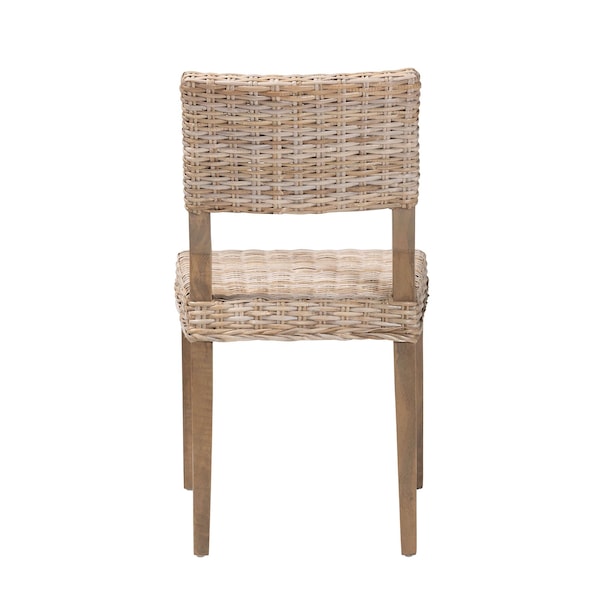Bali & Pari Barossa Bohemian Grey Kubu Rattan and Mahogany Wood Dining Chair - 245-13711-ZORO