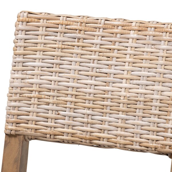 Bali & Pari Barossa Bohemian Grey Kubu Rattan and Mahogany Wood Dining Chair - 245-13711-ZORO
