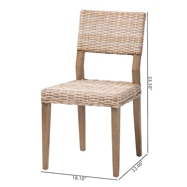 Bali & Pari Barossa Bohemian Grey Kubu Rattan and Mahogany Wood Dining Chair - 245-13711-ZORO
