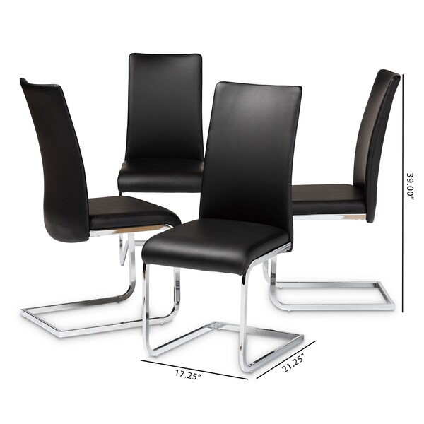Baxton Studio Cyprien Modern Black Faux Leather Upholstered Dining Chair - 146-8794