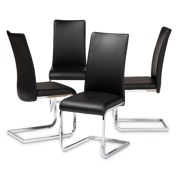 Baxton Studio Cyprien Modern Black Faux Leather Upholstered Dining Chair - 146-8794