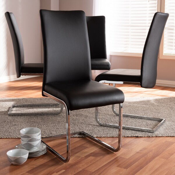Baxton Studio Cyprien Modern Black Faux Leather Upholstered Dining Chair - 146-8794
