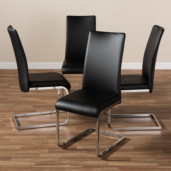 Baxton Studio Cyprien Modern Black Faux Leather Upholstered Dining Chair - 146-8794