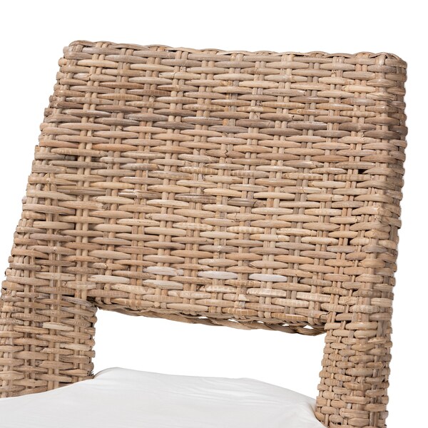 Baxton Studio Nafaro Modern Bohemian Greywashed Natural Rattan Metal Dining Chair with Cushion 2Piece Set, PR - 214-2PC-12798-ZORO