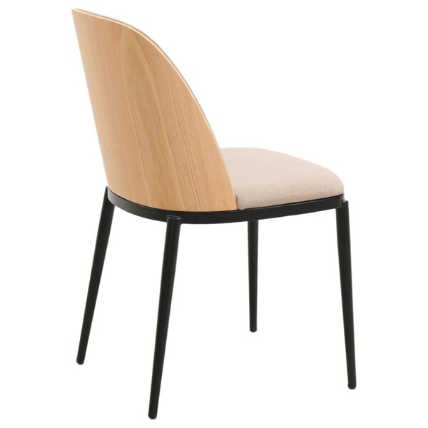 Leisuremod Tule Dining Side Chair with Velvet Seat and Steel Frame, Natural Wood/Brown, 2PK - TCNW18BR2