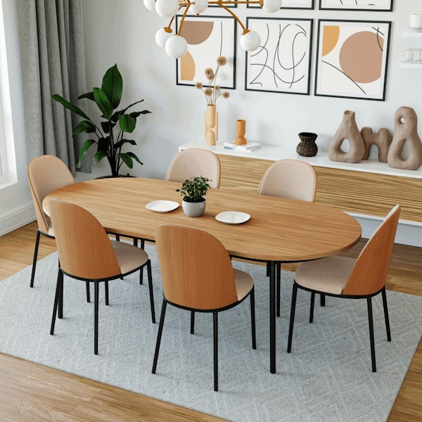 Leisuremod Tule Dining Side Chair with Velvet Seat and Steel Frame, Natural Wood/Brown, 2PK - TCNW18BR2