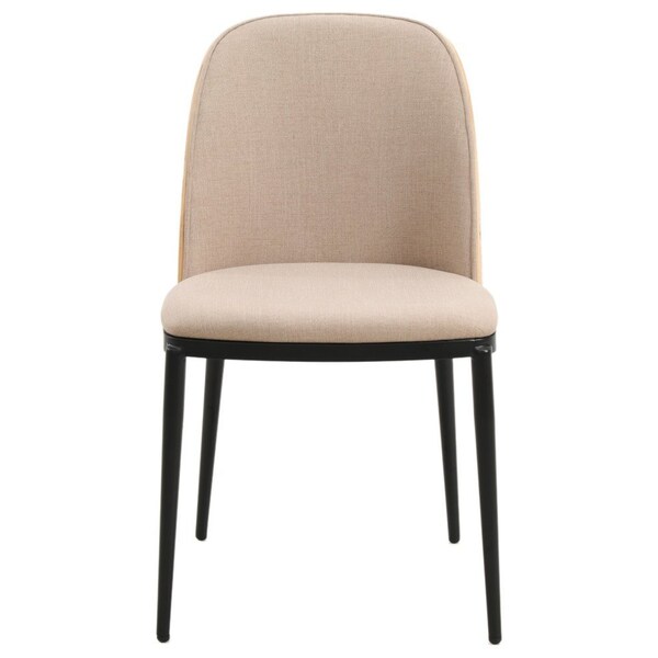 Leisuremod Tule Dining Side Chair with Velvet Seat and Steel Frame, Natural Wood/Brown, 2PK - TCNW18BR2