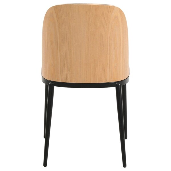Leisuremod Tule Dining Side Chair with Velvet Seat and Steel Frame, Natural Wood/Brown, 2PK - TCNW18BR2