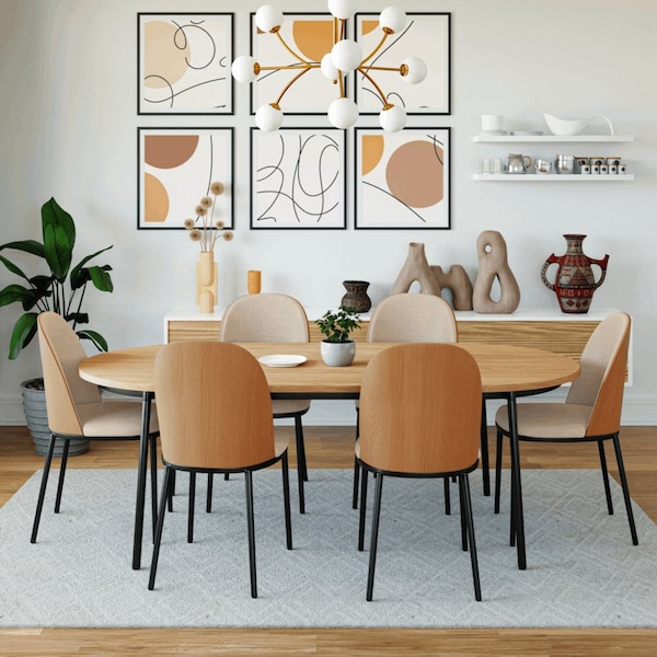 Leisuremod Tule Dining Side Chair with Velvet Seat and Steel Frame, Natural Wood/Brown, 2PK - TCNW18BR2