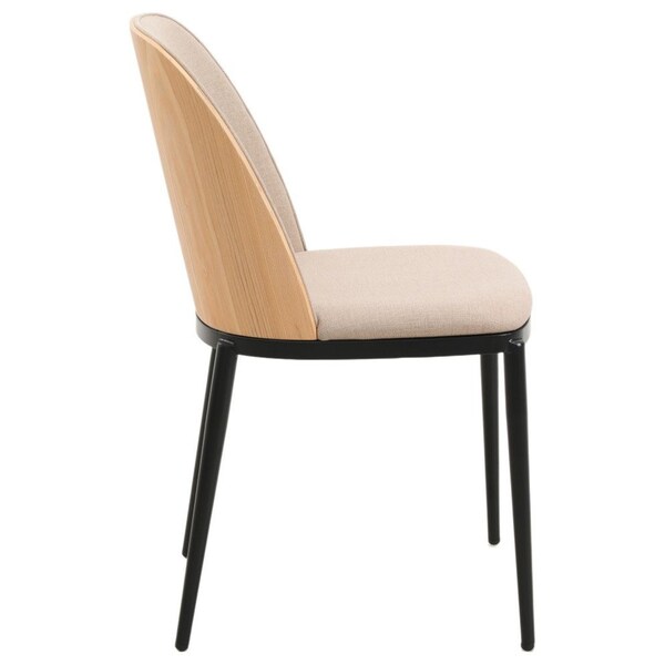 Leisuremod Tule Dining Side Chair with Velvet Seat and Steel Frame, Natural Wood/Brown, 2PK - TCNW18BR2