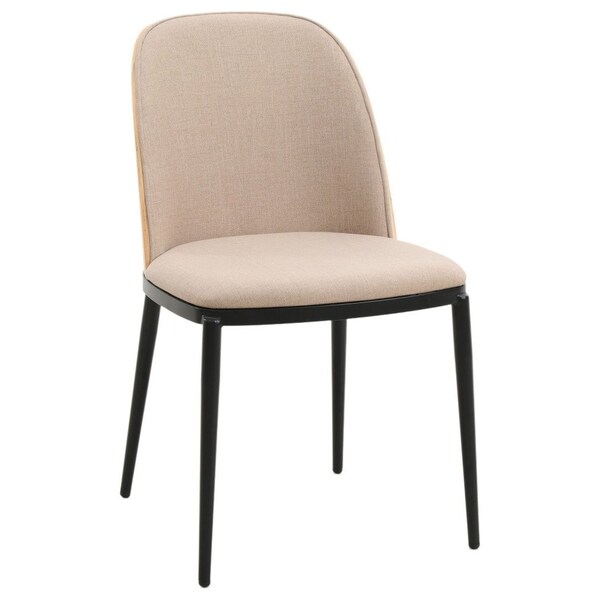 Leisuremod Tule Dining Side Chair with Velvet Seat and Steel Frame, Natural Wood/Brown, 2PK - TCNW18BR2