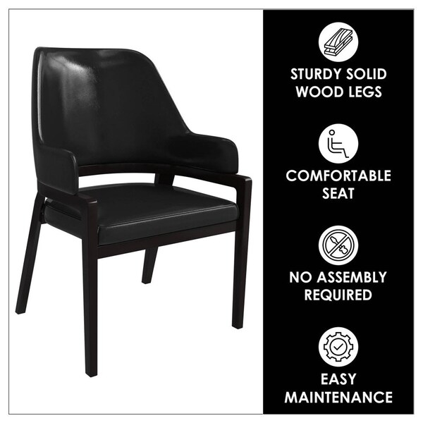 Leisuremod Ethora Collection Modern Wooden Dining Chair in Black, 2PK - EC22BL2