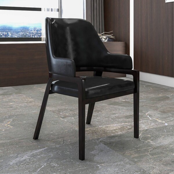 Leisuremod Ethora Collection Modern Wooden Dining Chair in Black, 2PK - EC22BL2