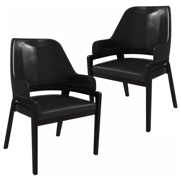 Leisuremod Ethora Collection Modern Wooden Dining Chair in Black, 2PK - EC22BL2