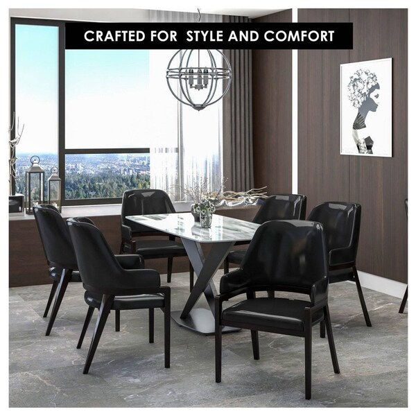 Leisuremod Ethora Collection Modern Wooden Dining Chair in Black, 2PK - EC22BL2