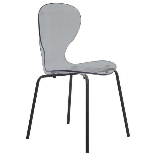 Leisuremod Modern Oyster Transparent Side Dining Side Chair with Black Base in Transparent Black - OCB-17TBL