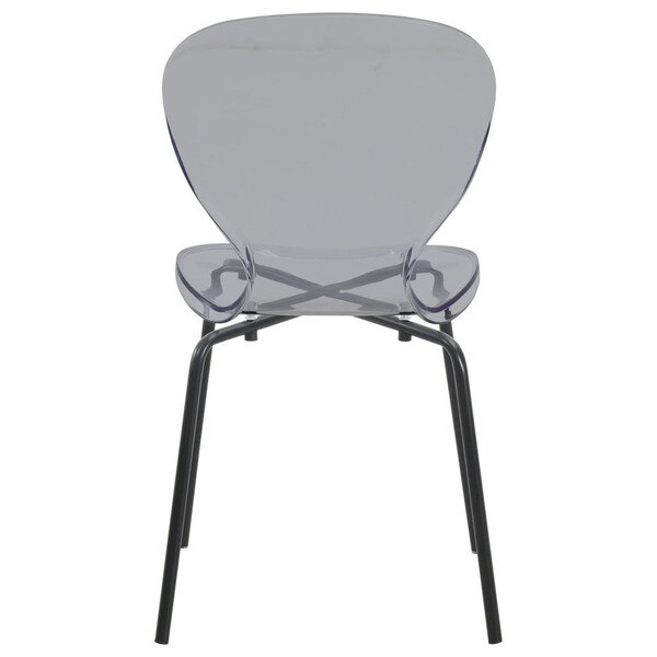 Leisuremod Modern Oyster Transparent Side Dining Side Chair with Black Base in Transparent Black - OCB-17TBL