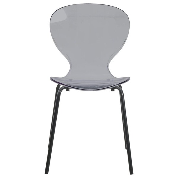 Leisuremod Modern Oyster Transparent Side Dining Side Chair with Black Base in Transparent Black - OCB-17TBL