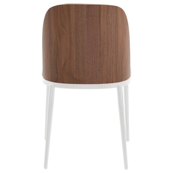 Leisuremod Tule Dining Chair with Leather Seat & White Steel Frame, Walnut/Light Brown, 2PK - TWCWN18LBR2
