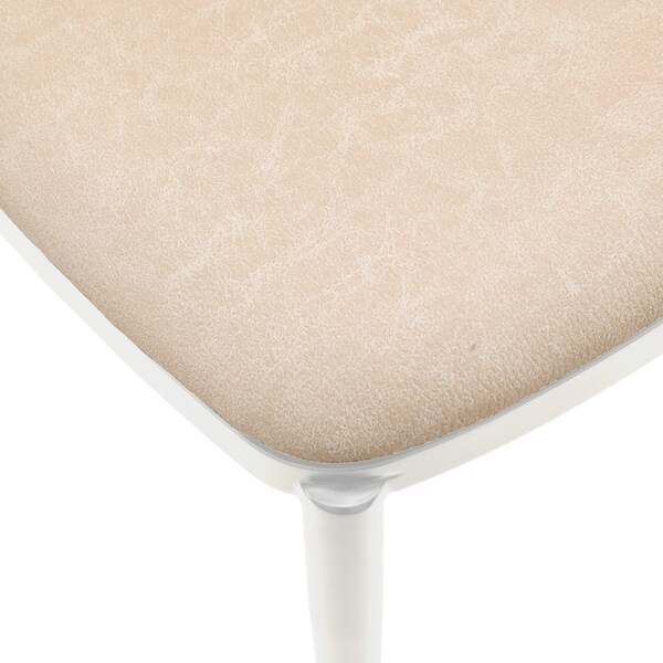 Leisuremod Tule Dining Chair with Leather Seat & White Steel Frame, Walnut/Light Brown, 2PK - TWCWN18LBR2