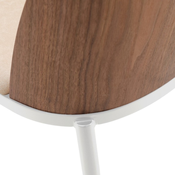 Leisuremod Tule Dining Chair with Leather Seat & White Steel Frame, Walnut/Light Brown, 2PK - TWCWN18LBR2